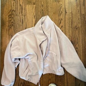 Aritzia Cropped Teddy Fleece Jacket in Light Pink